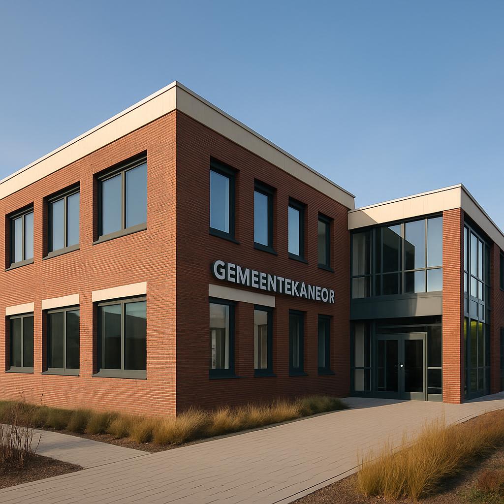 De voorstelling van een bedrijfscomplex met de benaming Gemeentekaneor.